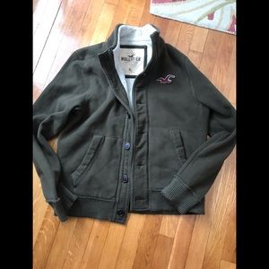 Warm Army Green Hollister Sweater Jacket XL